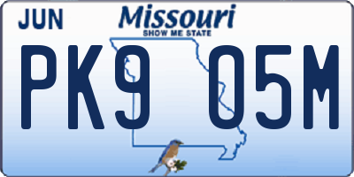 MO license plate PK9O5M