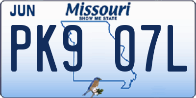 MO license plate PK9O7L