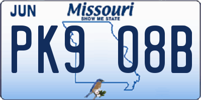 MO license plate PK9O8B