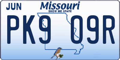 MO license plate PK9O9R