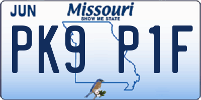 MO license plate PK9P1F