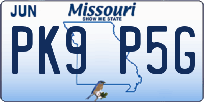 MO license plate PK9P5G
