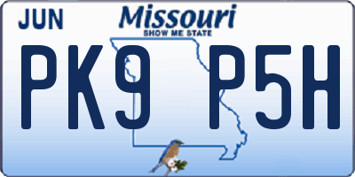 MO license plate PK9P5H