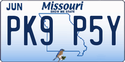 MO license plate PK9P5Y