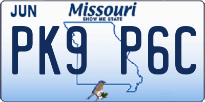MO license plate PK9P6C