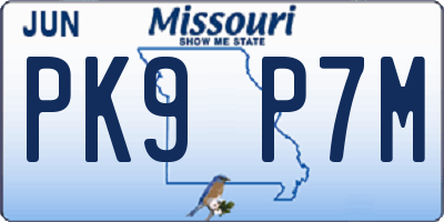 MO license plate PK9P7M