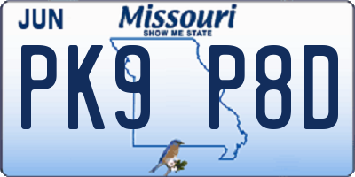 MO license plate PK9P8D