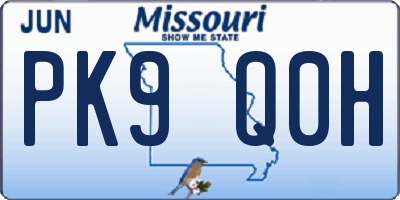 MO license plate PK9Q0H