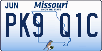 MO license plate PK9Q1C