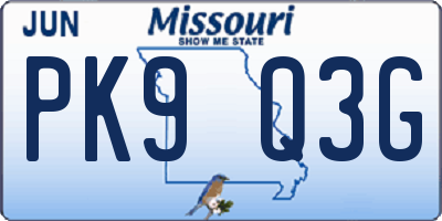 MO license plate PK9Q3G