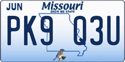 MO license plate PK9Q3U
