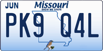 MO license plate PK9Q4L