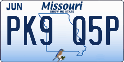 MO license plate PK9Q5P
