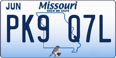 MO license plate PK9Q7L