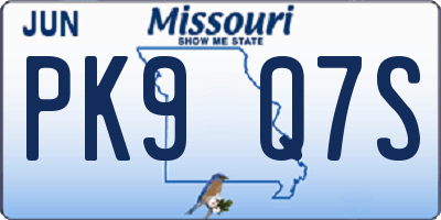 MO license plate PK9Q7S