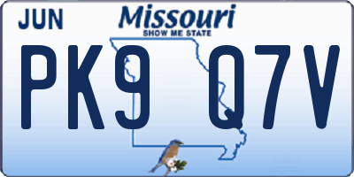 MO license plate PK9Q7V