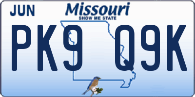 MO license plate PK9Q9K