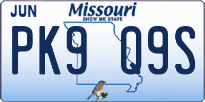 MO license plate PK9Q9S