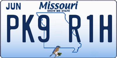 MO license plate PK9R1H