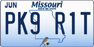 MO license plate PK9R1T