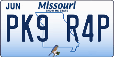 MO license plate PK9R4P