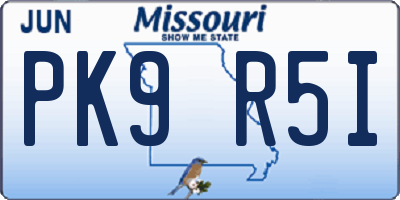 MO license plate PK9R5I