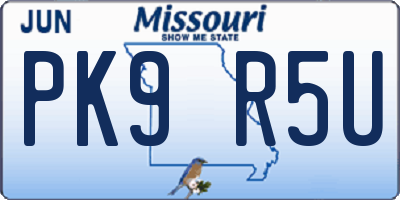 MO license plate PK9R5U