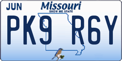 MO license plate PK9R6Y
