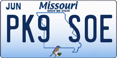 MO license plate PK9S0E