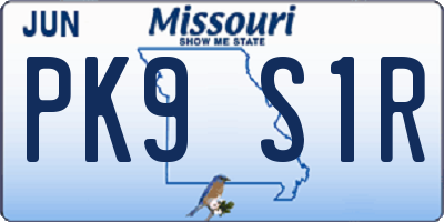 MO license plate PK9S1R