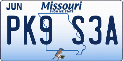 MO license plate PK9S3A