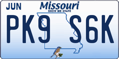 MO license plate PK9S6K
