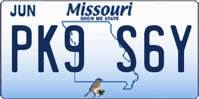 MO license plate PK9S6Y