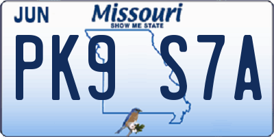 MO license plate PK9S7A