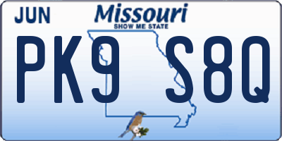 MO license plate PK9S8Q