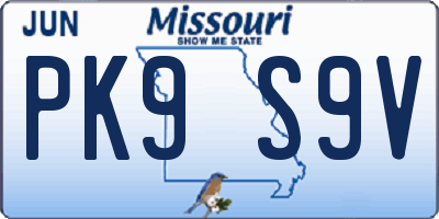 MO license plate PK9S9V