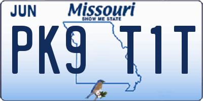 MO license plate PK9T1T