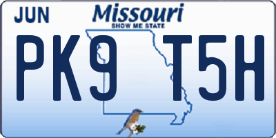 MO license plate PK9T5H