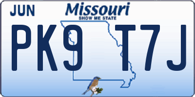 MO license plate PK9T7J