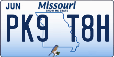 MO license plate PK9T8H