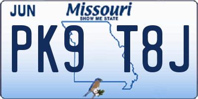 MO license plate PK9T8J