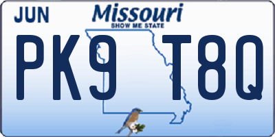MO license plate PK9T8Q