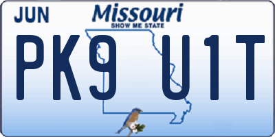 MO license plate PK9U1T