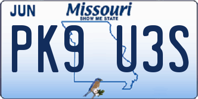 MO license plate PK9U3S