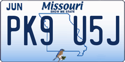 MO license plate PK9U5J