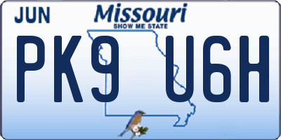 MO license plate PK9U6H