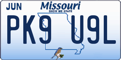 MO license plate PK9U9L