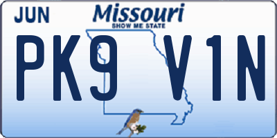 MO license plate PK9V1N