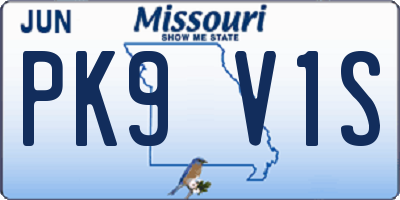MO license plate PK9V1S
