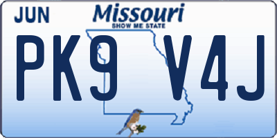 MO license plate PK9V4J